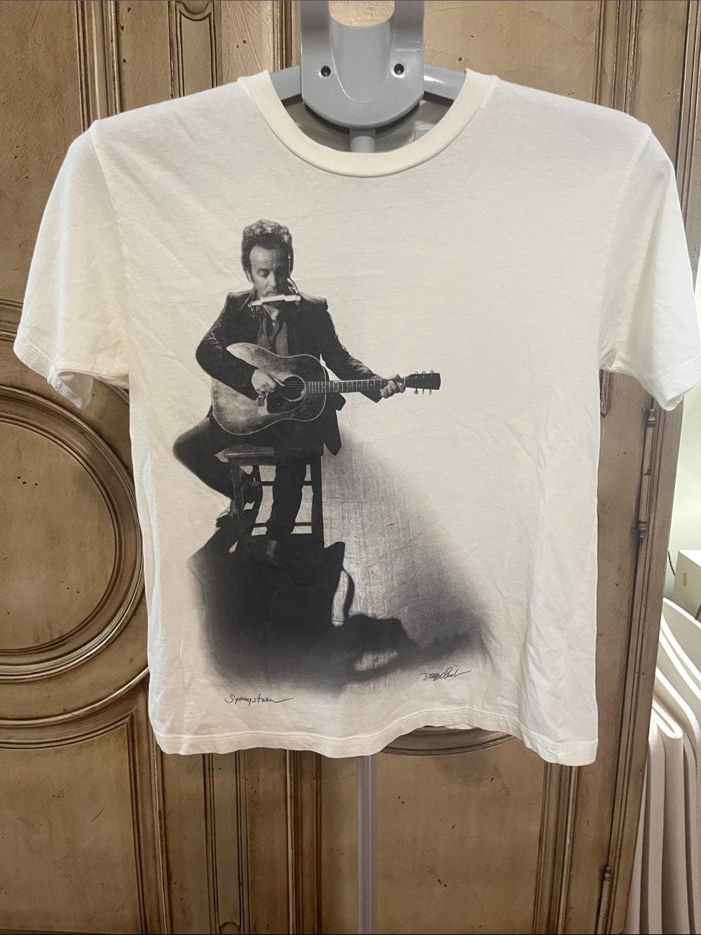 Cinch White Short Sleeve Tee with Black Guitarist Graphic